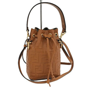 Fendi Montresor Shoulder Bag Zucca Leather Brown